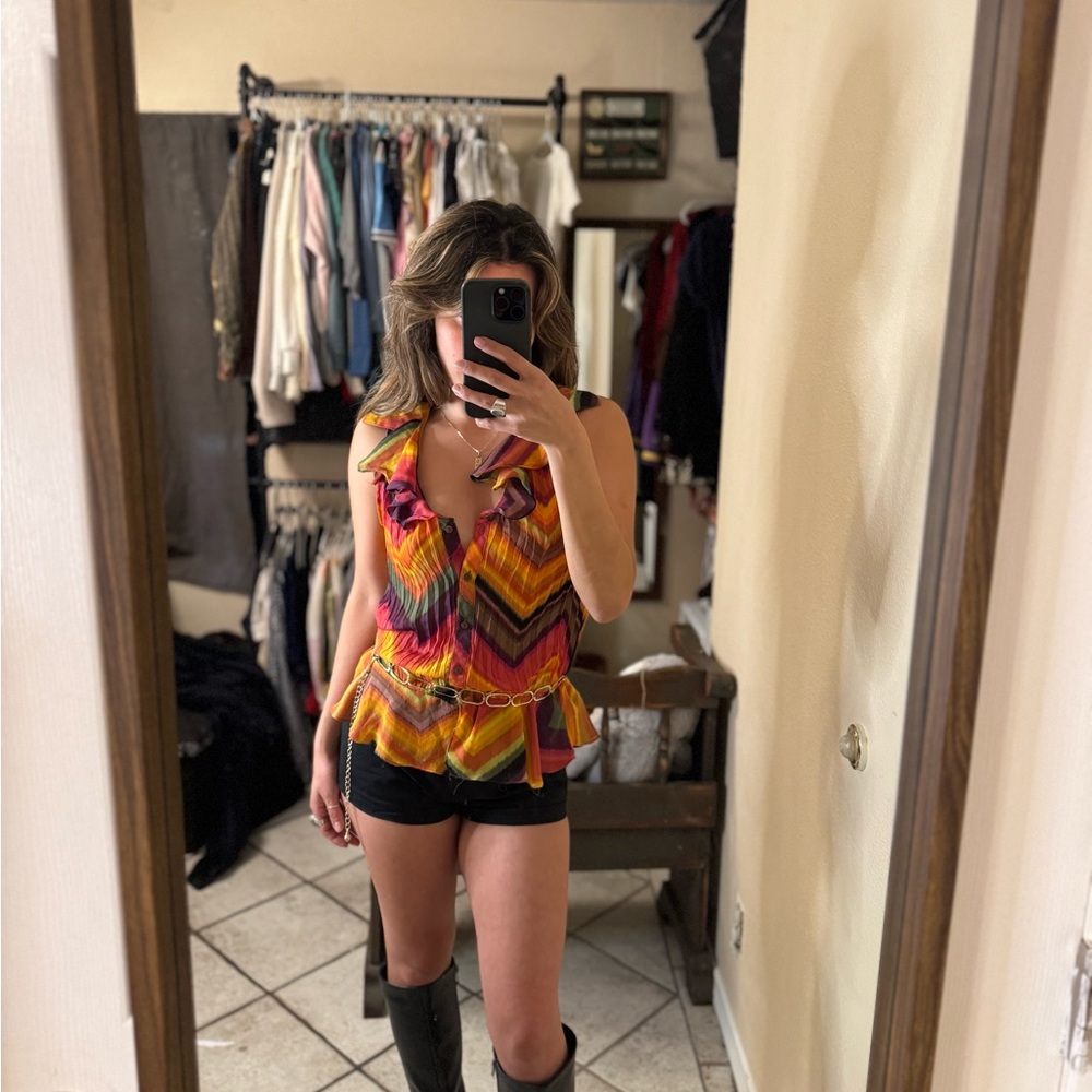 Allison Taylor Multicolor Chevron Blouse